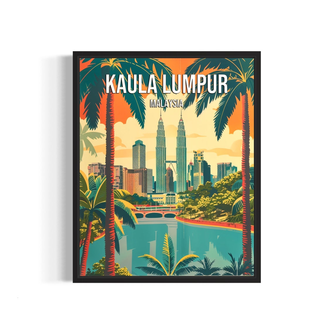 Kuala Lumpur Malaysia Skyline with Petronas Towers at Sunset Poster