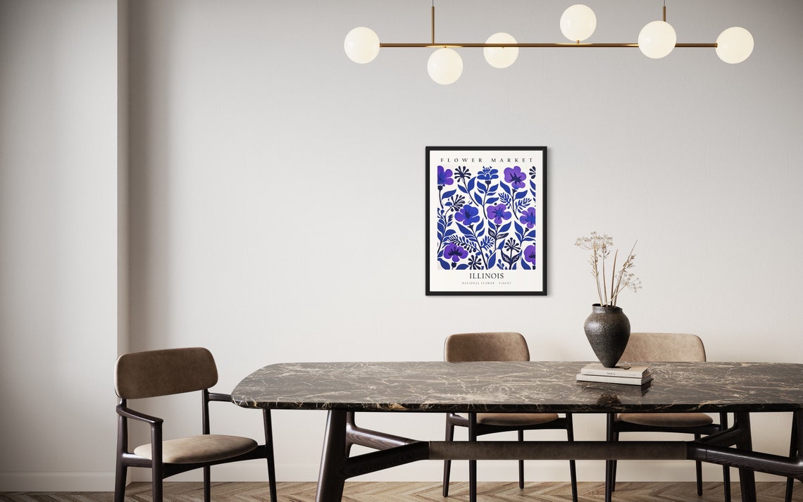 Illinois Flower Market Botanical Art Poster Purple Violet Bloom Design - Image 2