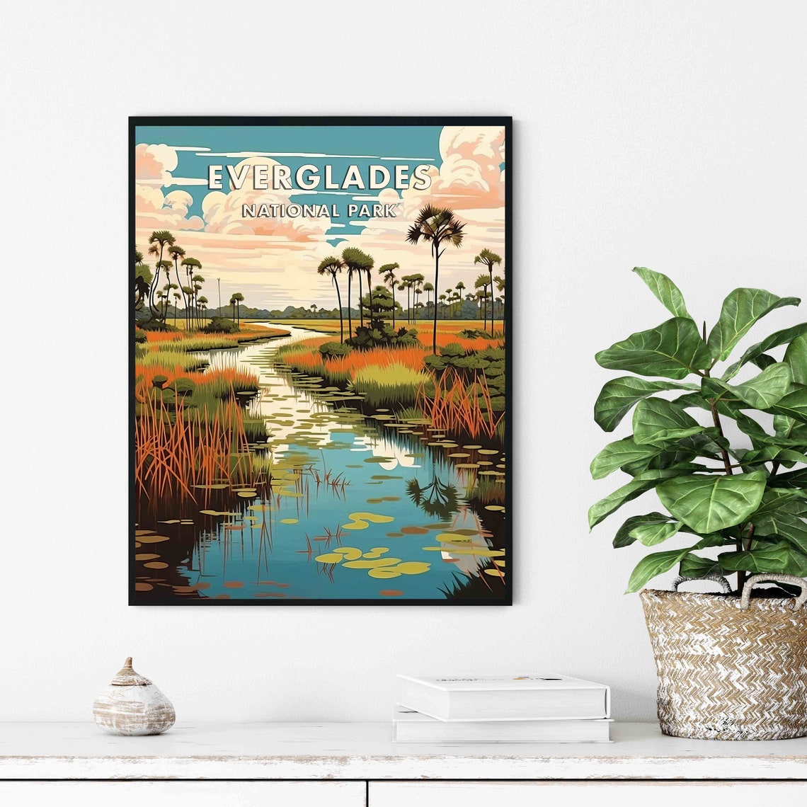 Everglades National Park Marsh Wetland Lily Pond Retro Poster - Image 2