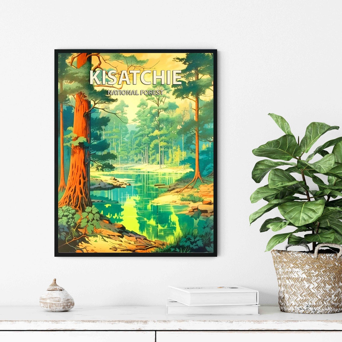 Kisatchie National Forest Pine River Retro Travel Poster Art - Image 2
