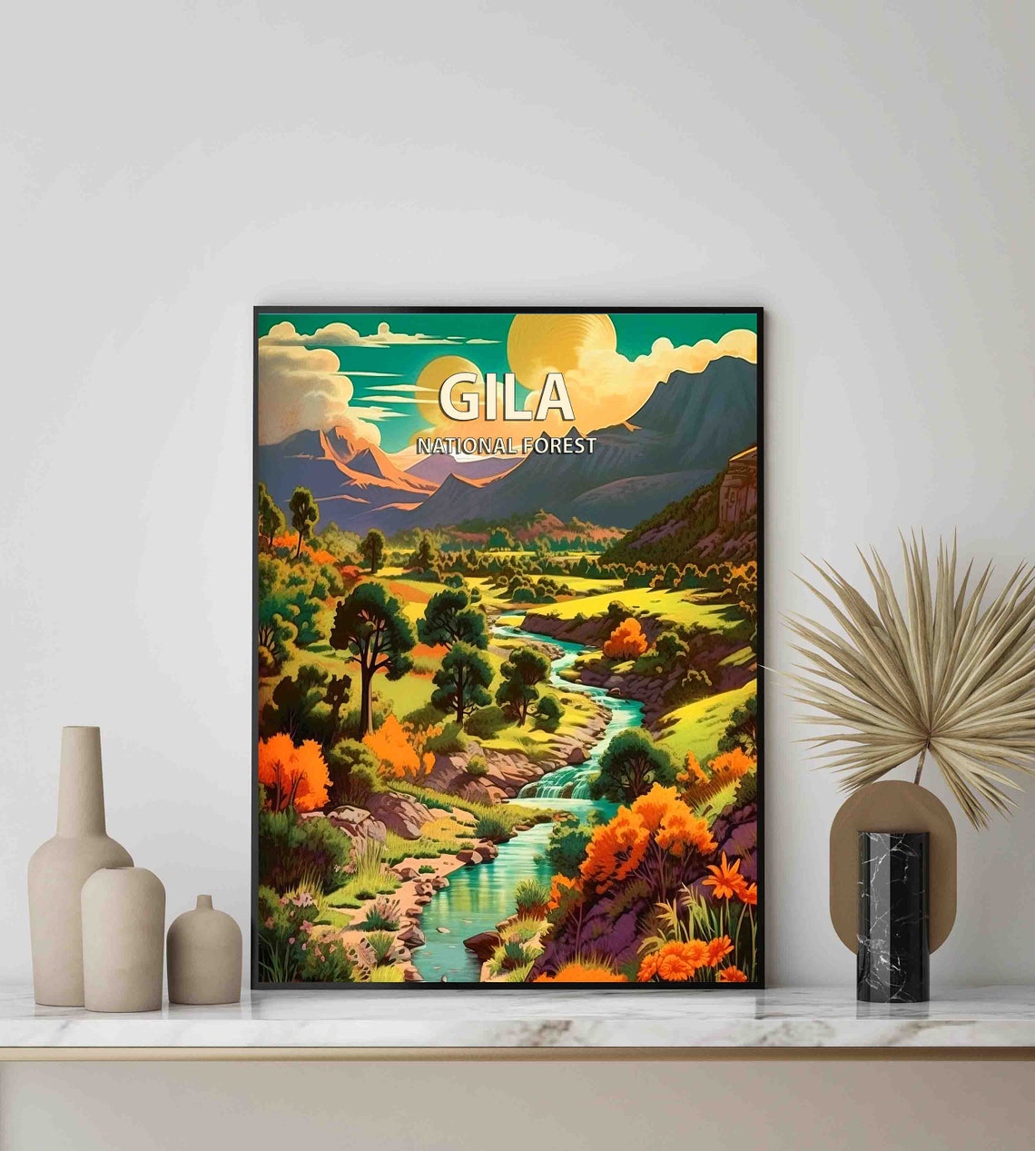 Gila National Forest Desert River Canyon Vintage Scene Poster - Image 3