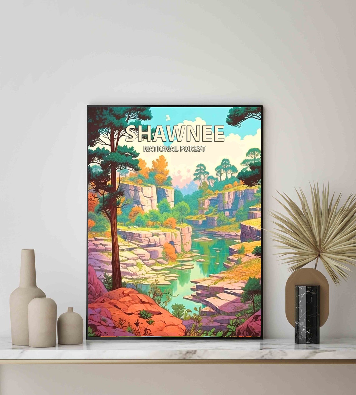 Shawnee National Forest Turquoise River Canyon Bluffs Travel Poster - Image 3