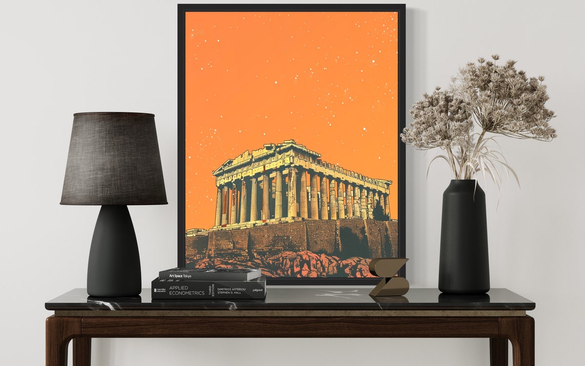 Athens Greece Parthenon Golden Sunset Orange Sky Landmark Poster - Image 3
