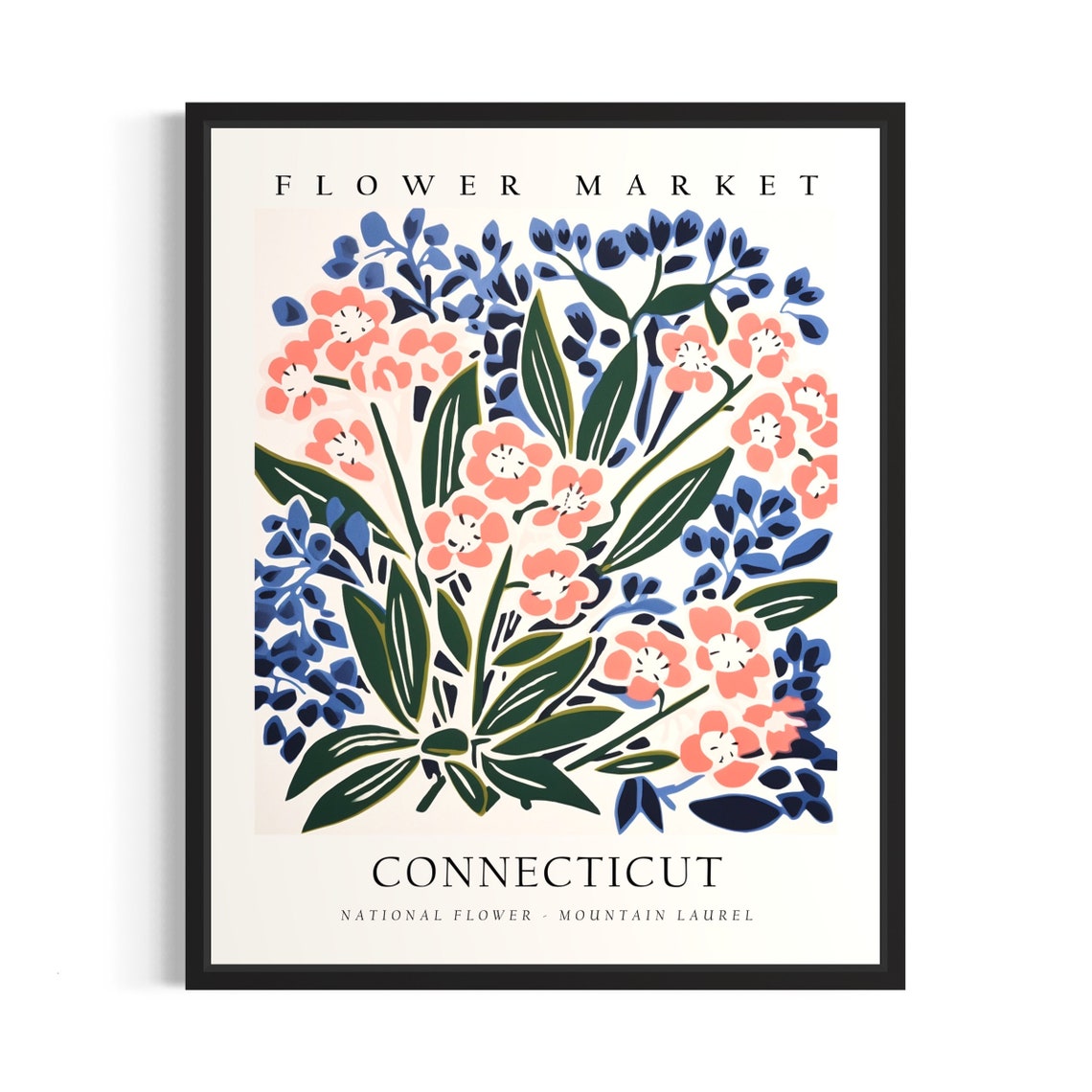 Connecticut Mountain Laurel Flower Market Botanical Art Poster