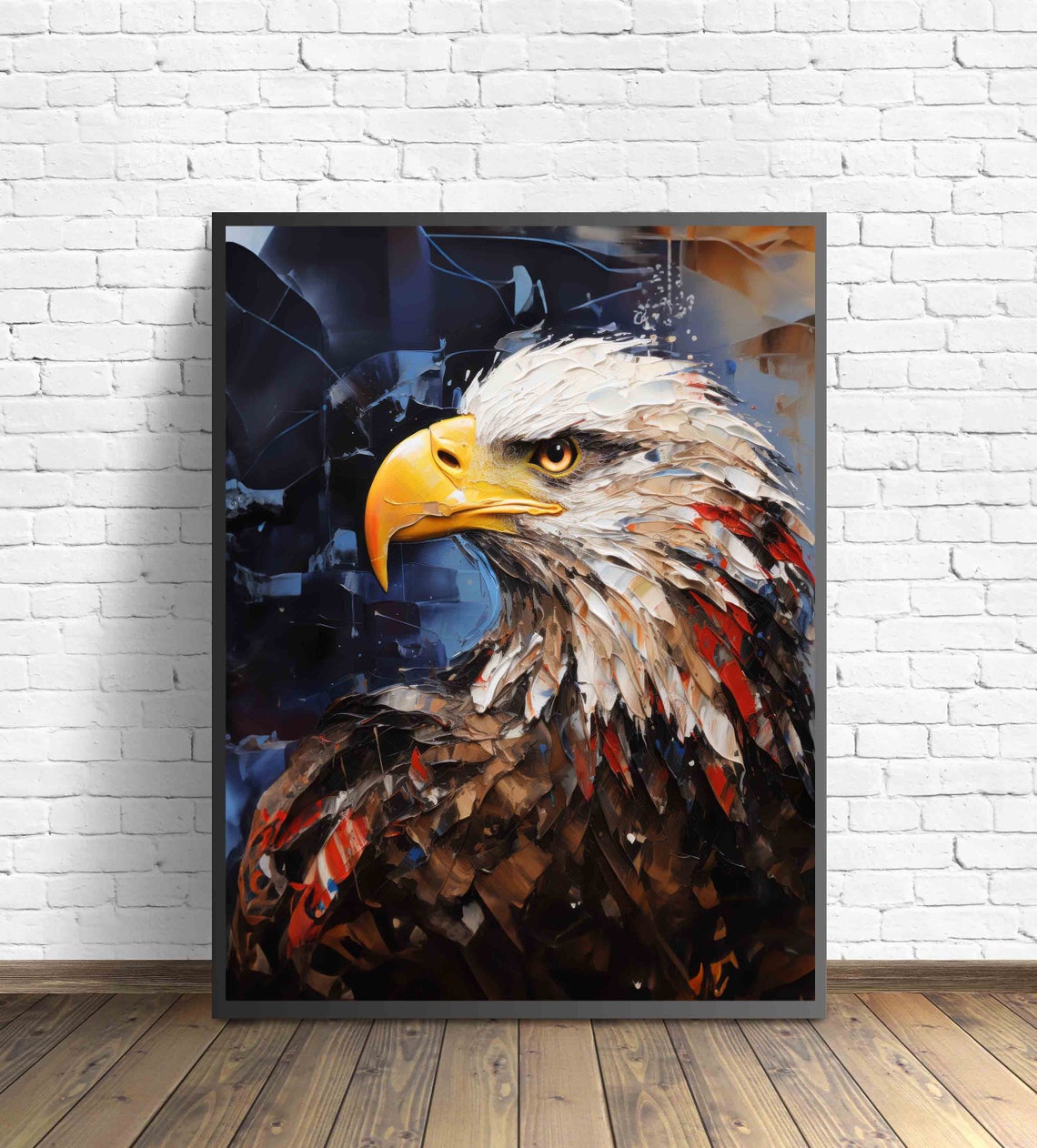 Bald Eagle Profile Palette Knife Painting Patriotic Art Poster