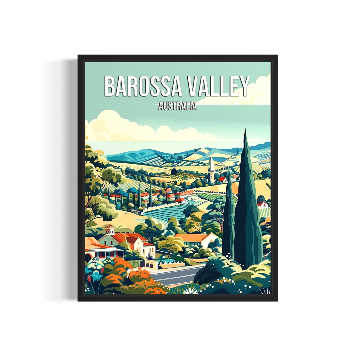Barossa Valley Australia Vineyards and Farmhouses at Harvest Poster