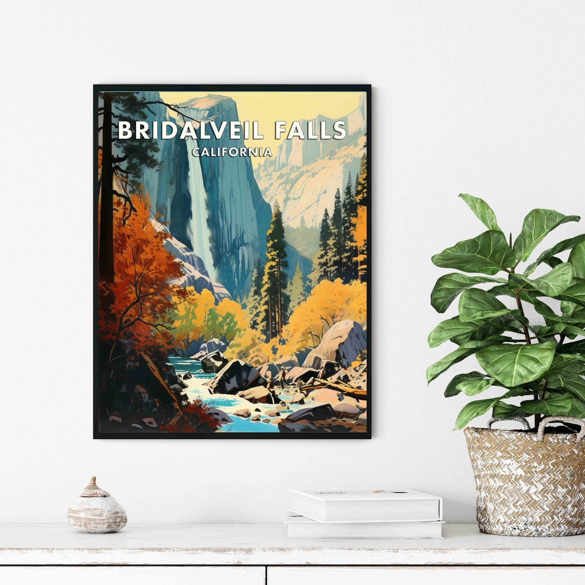 Bridalveil Falls California Cliffside Falls Autumn Travel Poster - Image 3