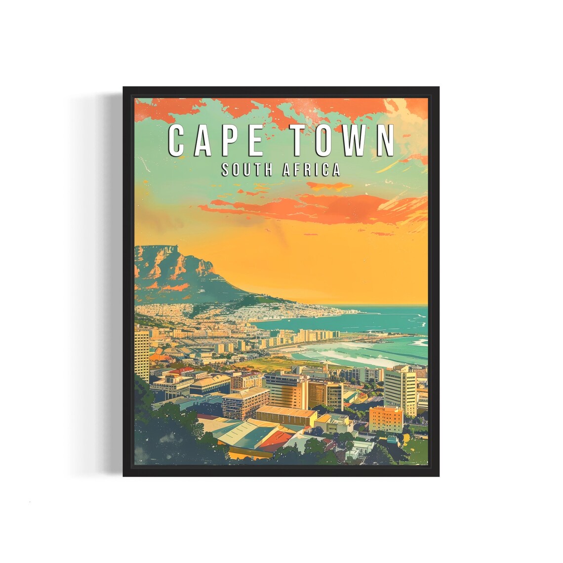Cape Town South Africa Harbor And Table Mountain Sunset Poster