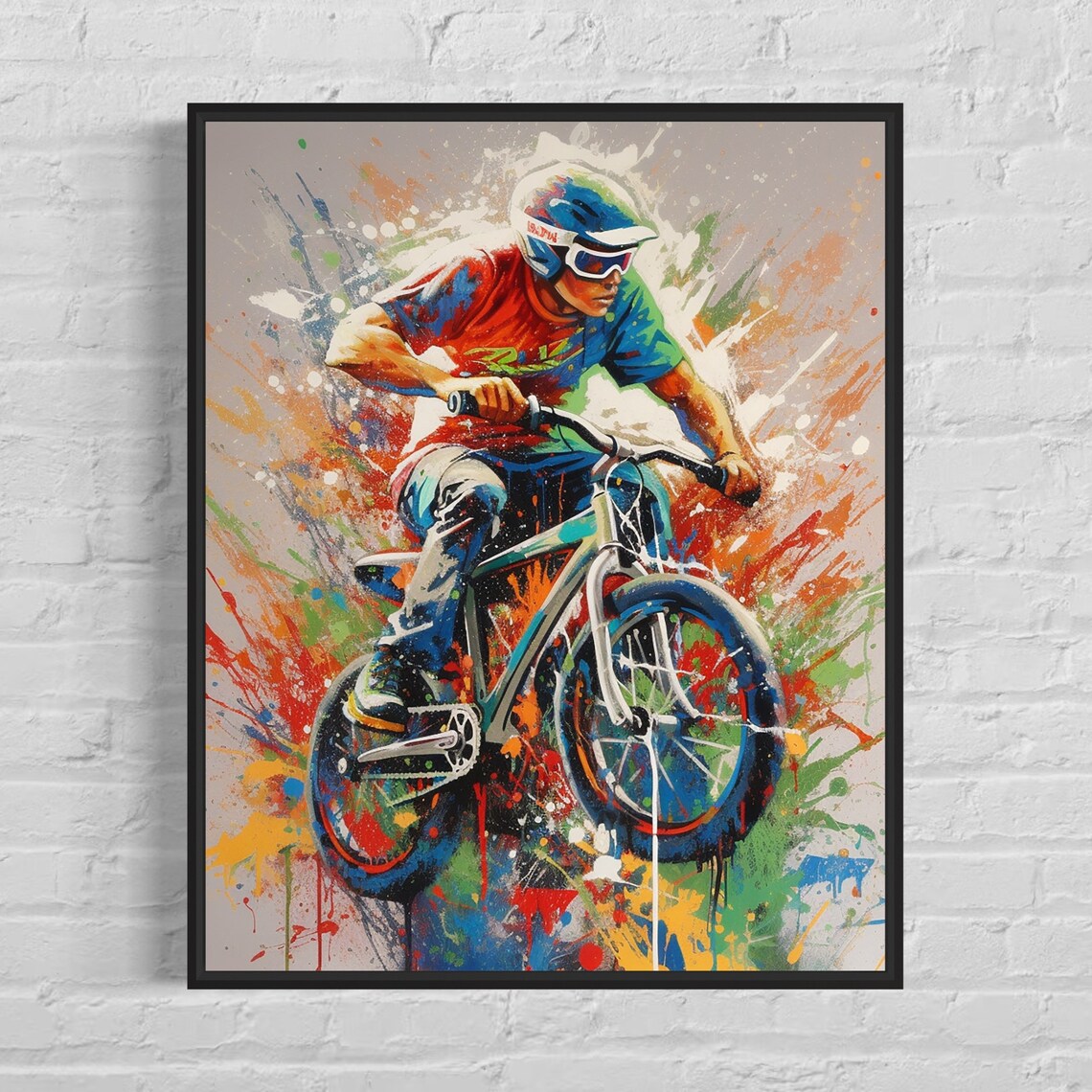 BMX Rider Airborne Jump Colorful Street Sport Action Art Poster
