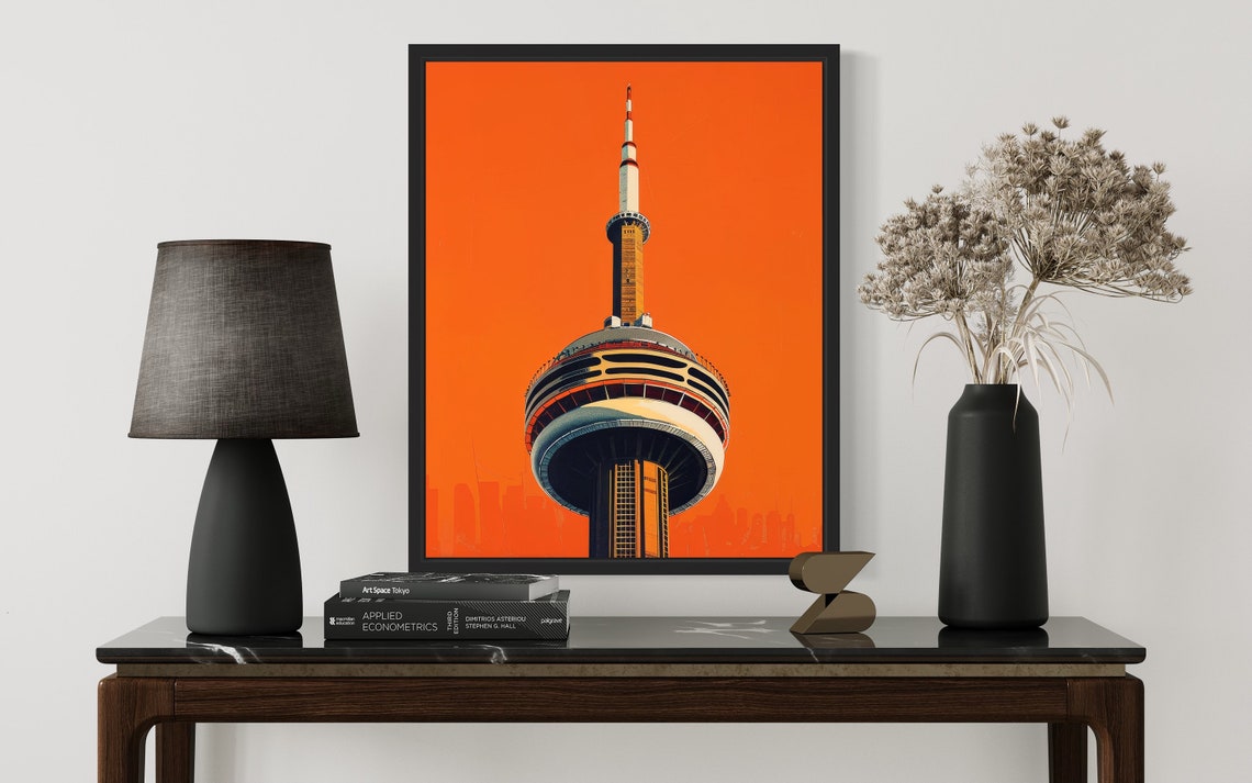 Toronto CN Tower Fiery Orange Sunset Bold Minimalist Art Poster - Image 3