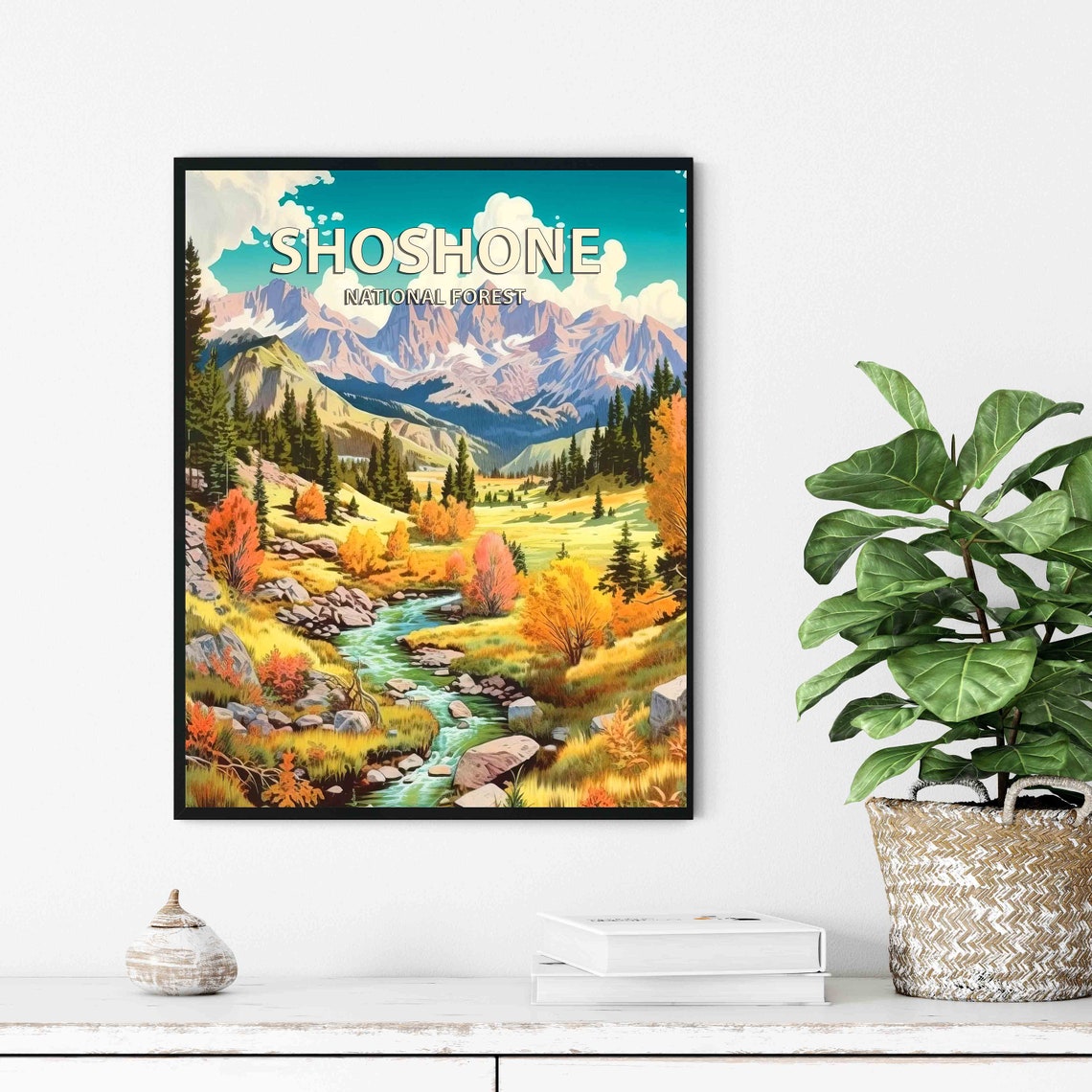 Shoshone National Forest Wyoming Autumn Valley Mountain Poster - Image 3