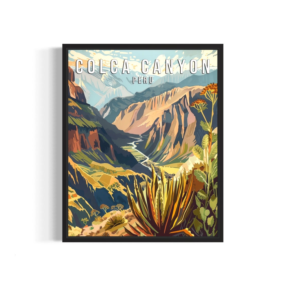 Colca Canyon Peru Retro Vintage Canyon Landscape Travel Poster Artwork