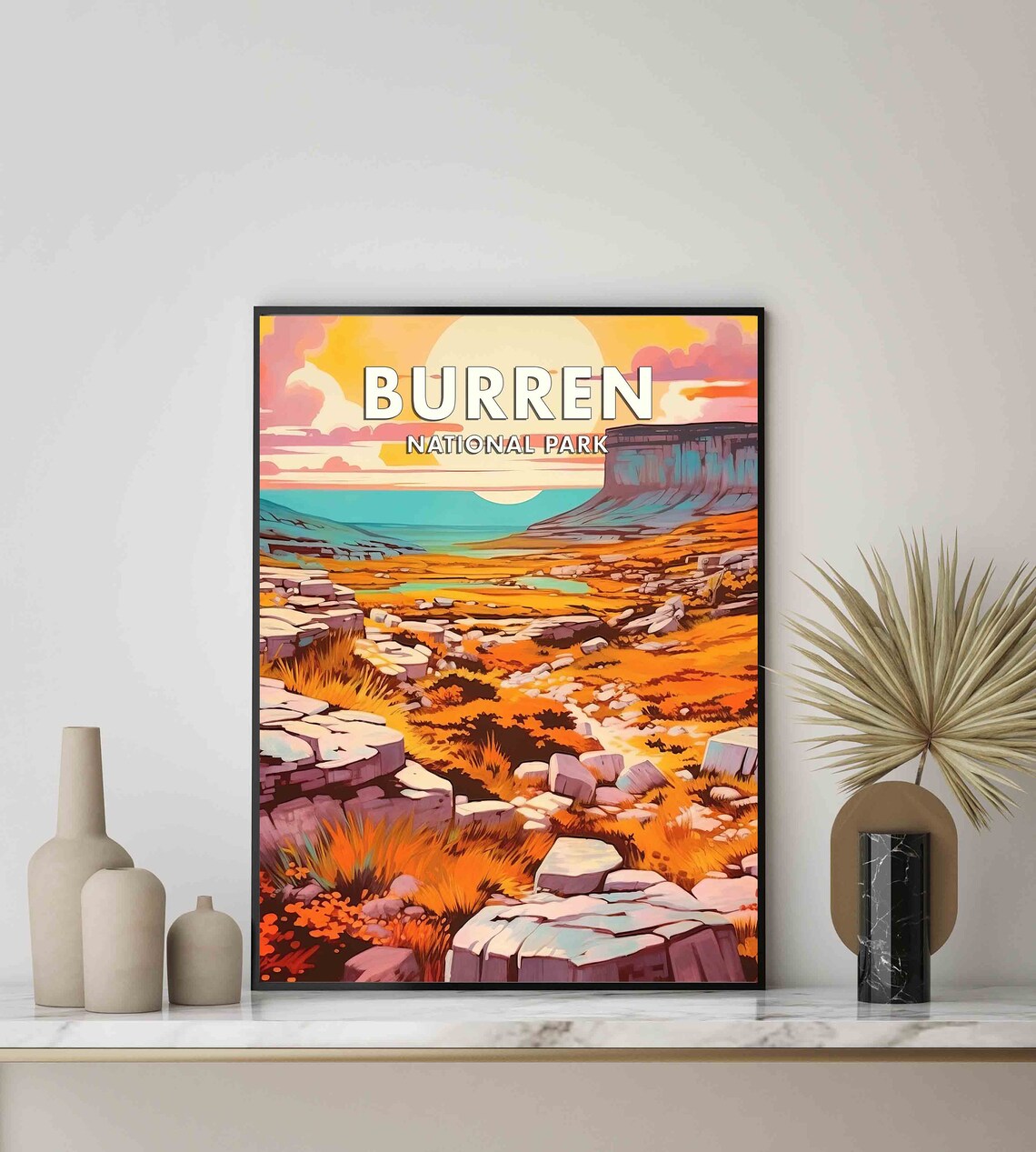 Burren National Park Limestone Sunset Ireland Vintage Travel Poster - Image 2