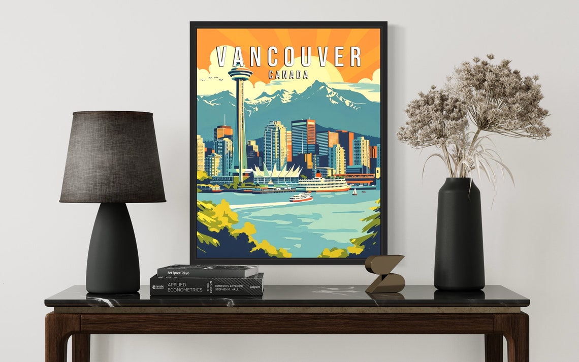 Vancouver Canada Skyline With Tower Mountains and Harbor Poster - Image 2