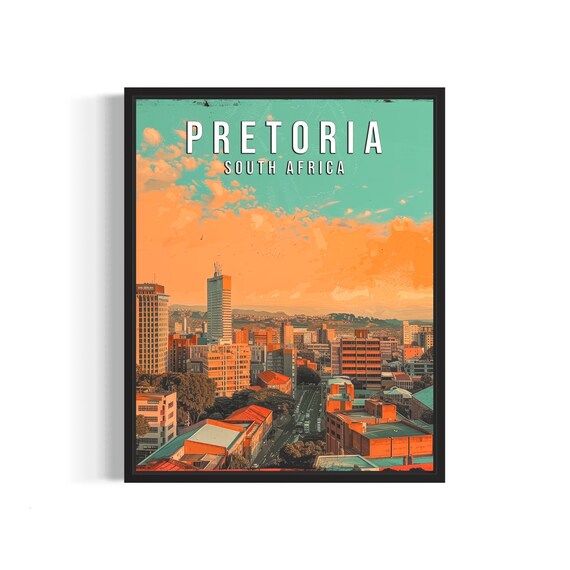 Pretoria South Africa Poster Art Print Vintage Retro Landmarks Painting Wall Art Decor