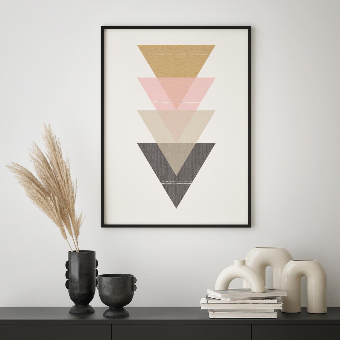 Geometric Print Pink Print Wall Art Print Instant Prints Abstract Art Pink Wall Art Triangle Print Wall Art - Image 3