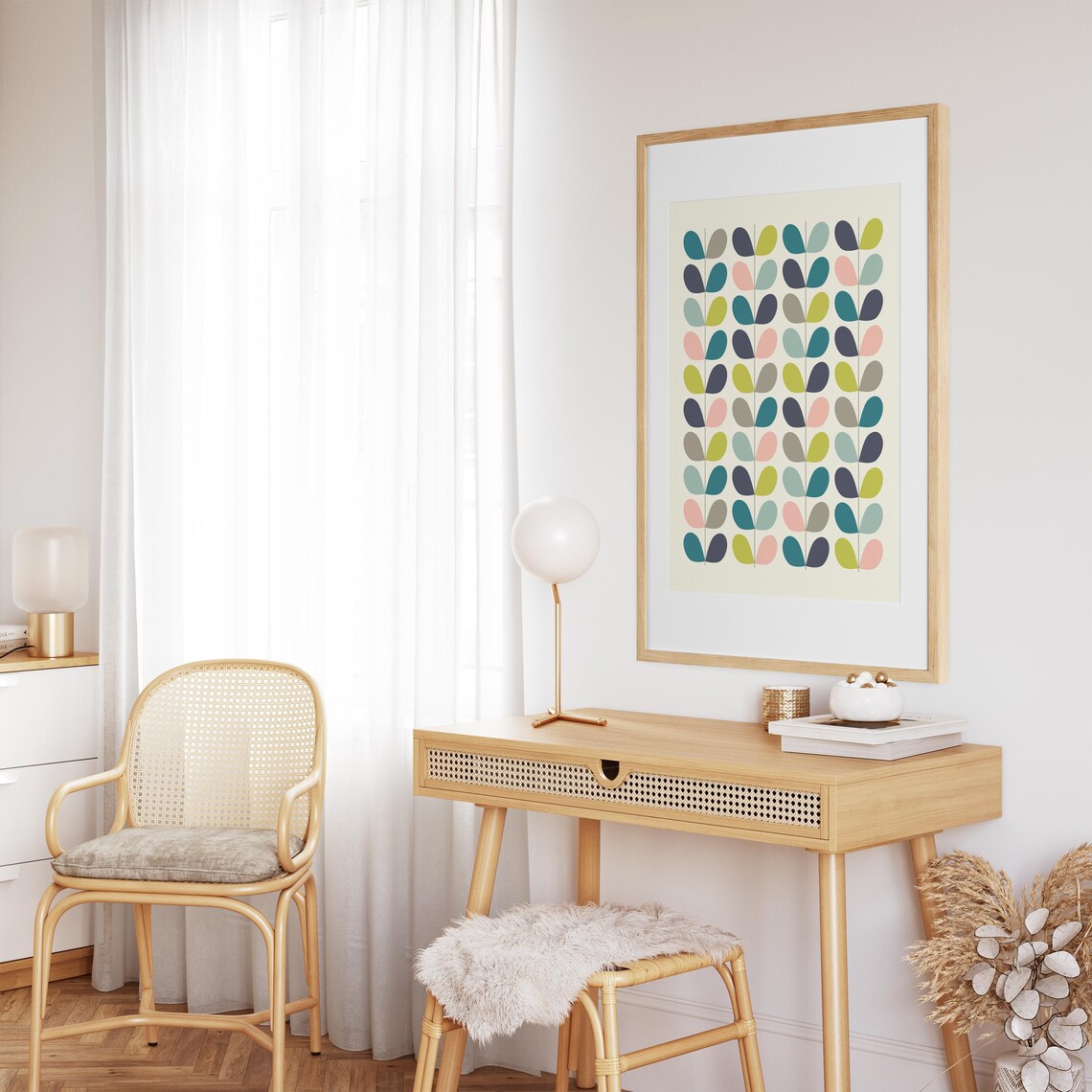 Mid Century Leaves Poster Print, Minimalist Art - Image 3