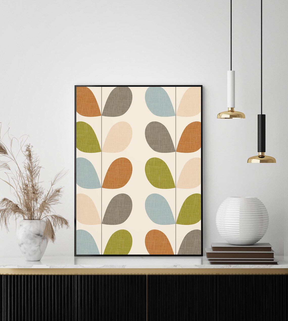 Mid Century Leaf Print, Retro Minimalist Style - Image 3