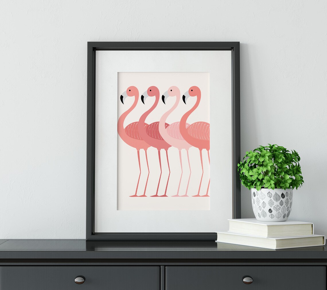 Flamingo Pink Wall Art Print, Bird Illustration - Image 3