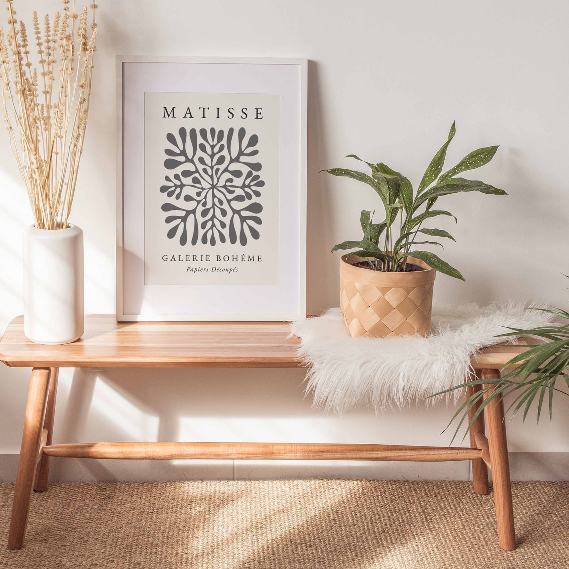 Matisse-Inspired Grey Cut-Out Boho Art Print - Image 3