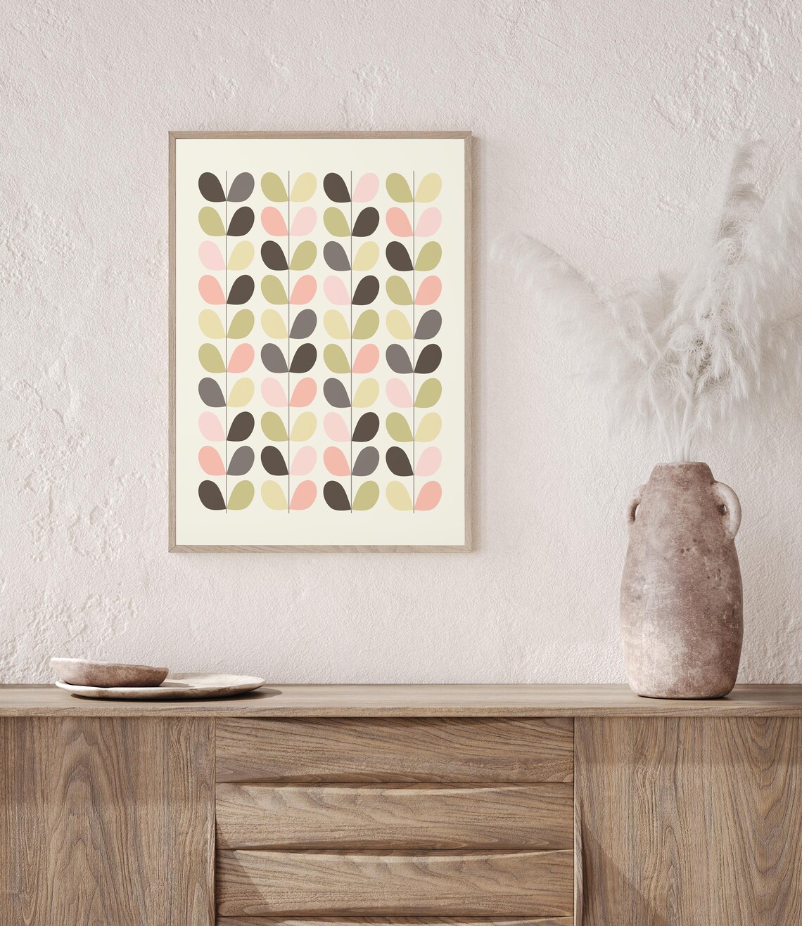 Pink Leaves Mid-Century Minimalist Modern Art Print - Image 4