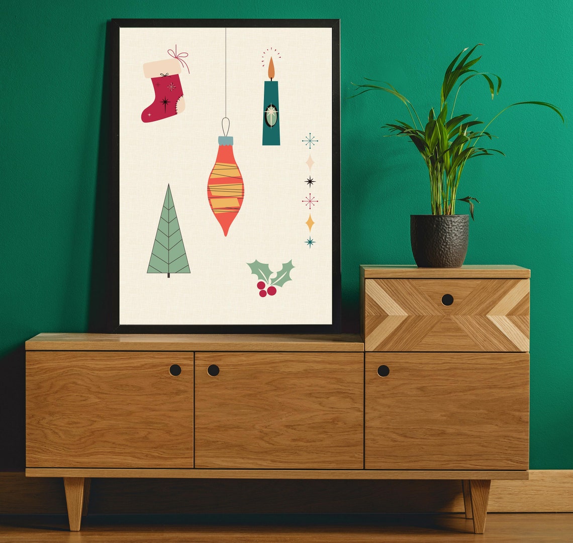 Christmas Mid-Century Modern Wall Art Print - Image 2