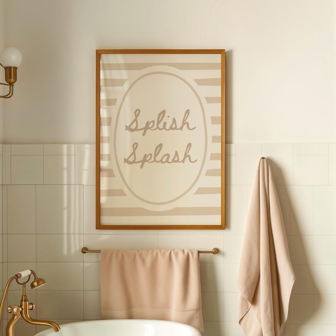 Splish Splash Print Bathroom Wall Art Coastal Decor Neutral Poster Digital Download