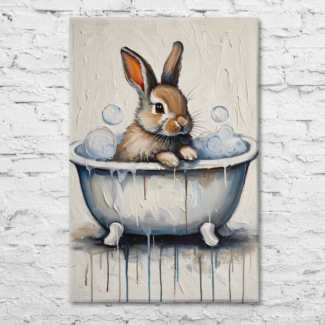 Whimsical Rabbit In Bathtub, Home Decor Art Print - Image 3