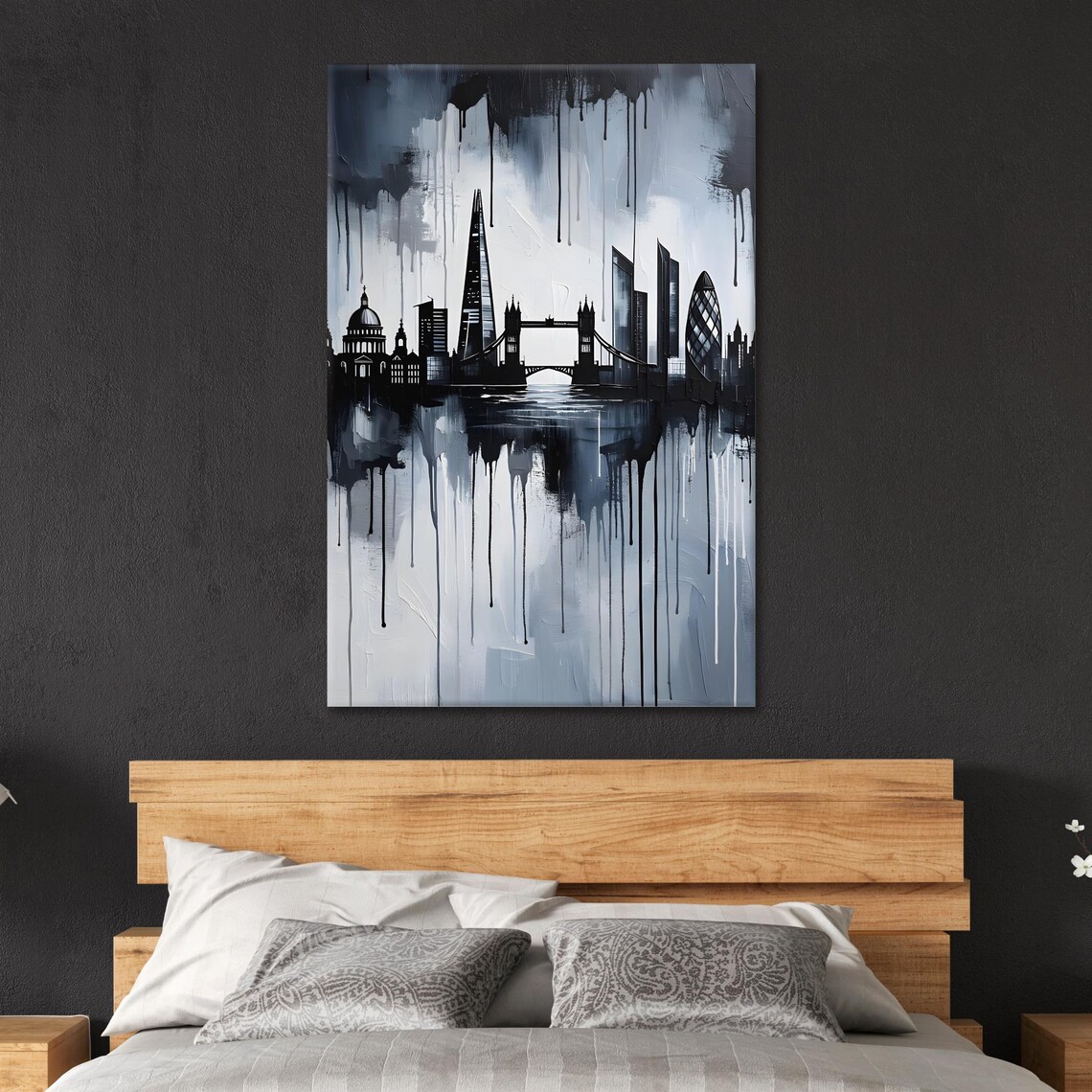 London In The Rain, Black And White Artwork - Image 3