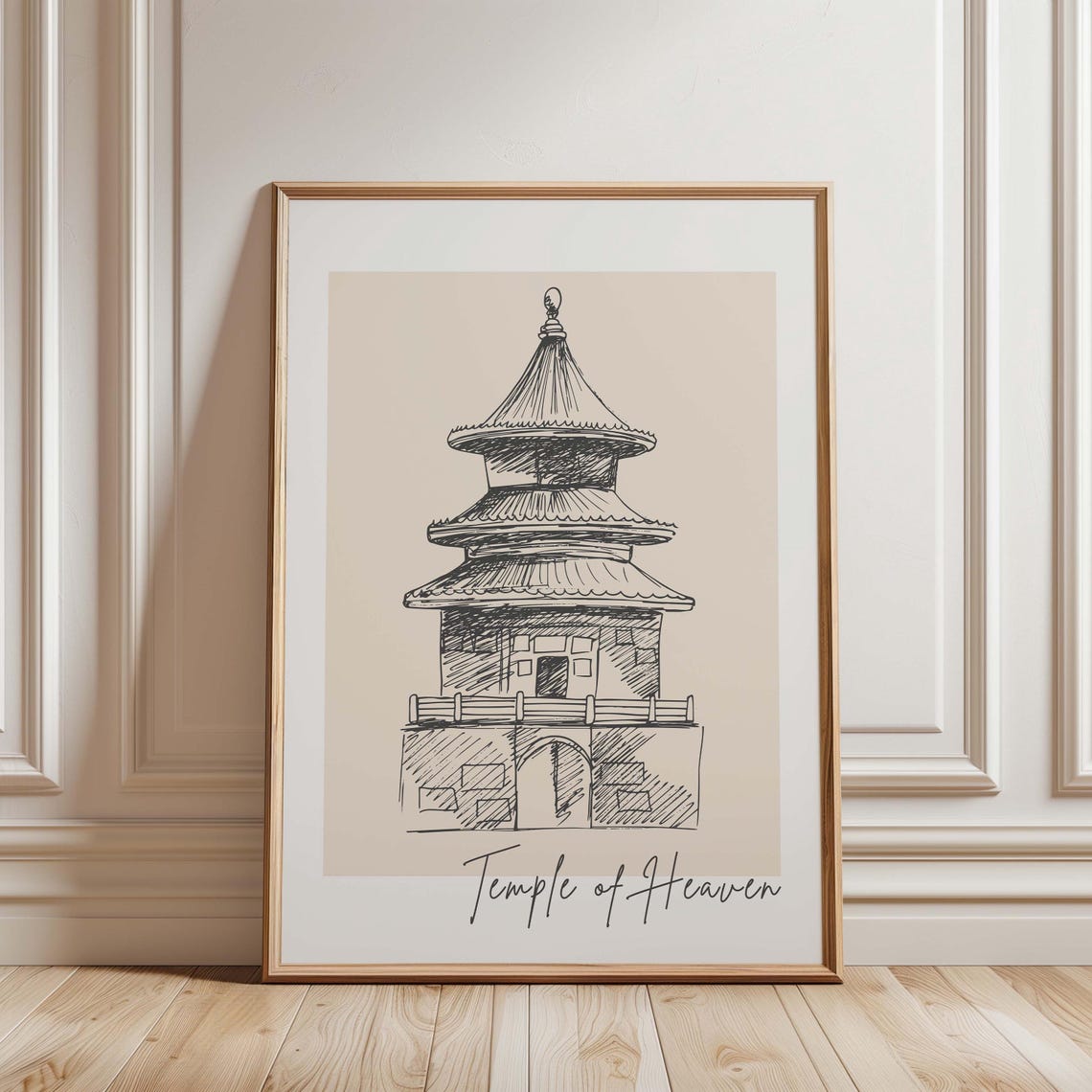 Temple of Heaven Beijing Minimalist China Sketch Travel Poster
