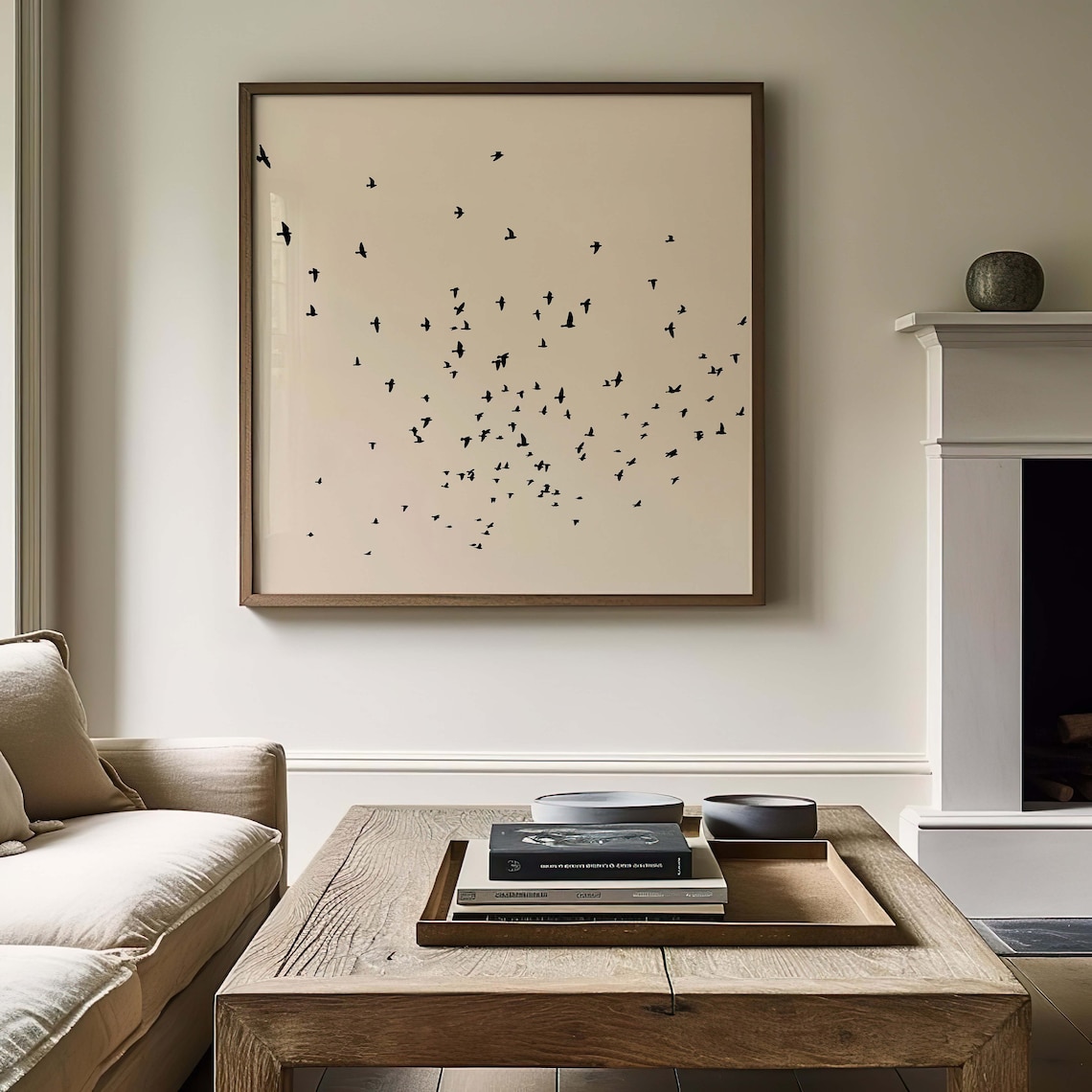 Flock Of Birds Minimalist Poster, Bird Silhouette