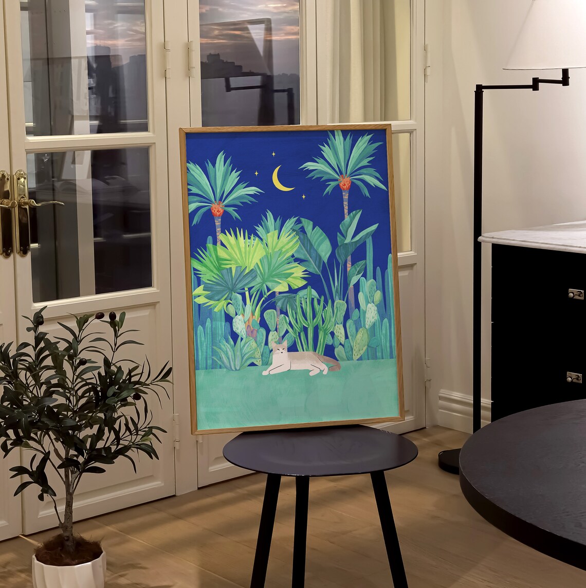 Tropical Plant And Cat Botanical Cat Art Print - Image 4
