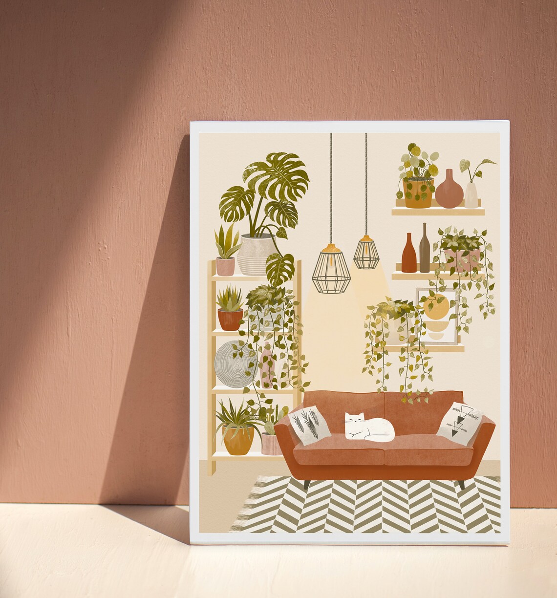 Home Garden With White Cat Boho Cat Poster - Image 4