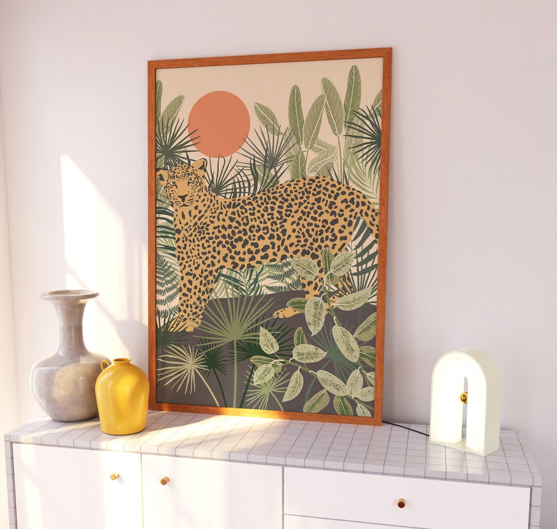 Leopard Wall Art, Boho Leopard and Tropical Plant Art Print - Image 4