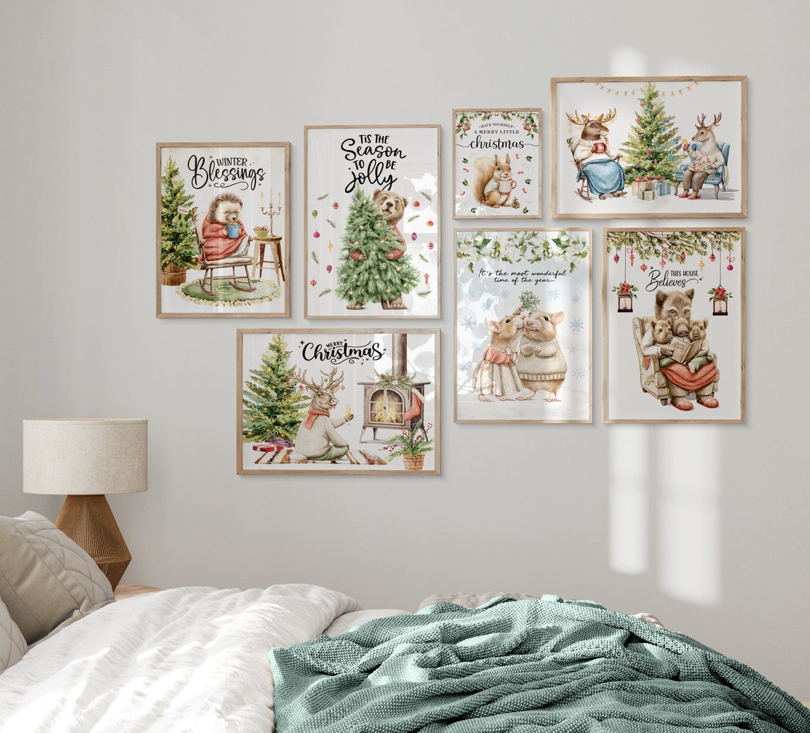 Cozy Reindeer Pair Sharing Cocoa Beside Christmas Tree Wall Art - Image 2