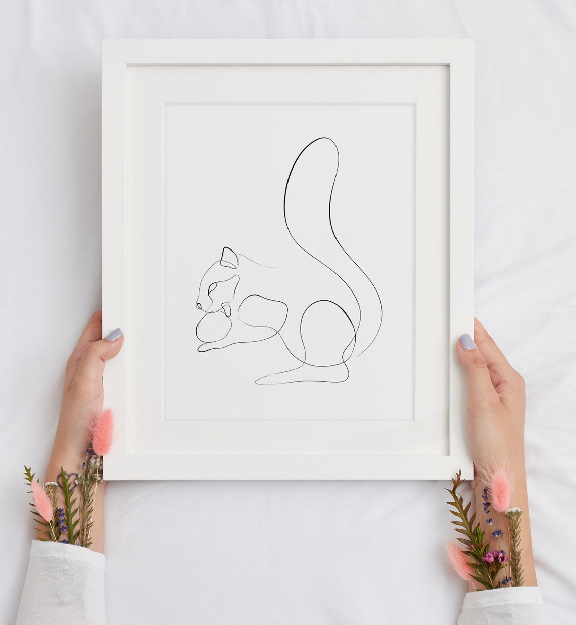 Continuous One Line Squirrel Drawing Minimalist Animal Art Print - Image 3