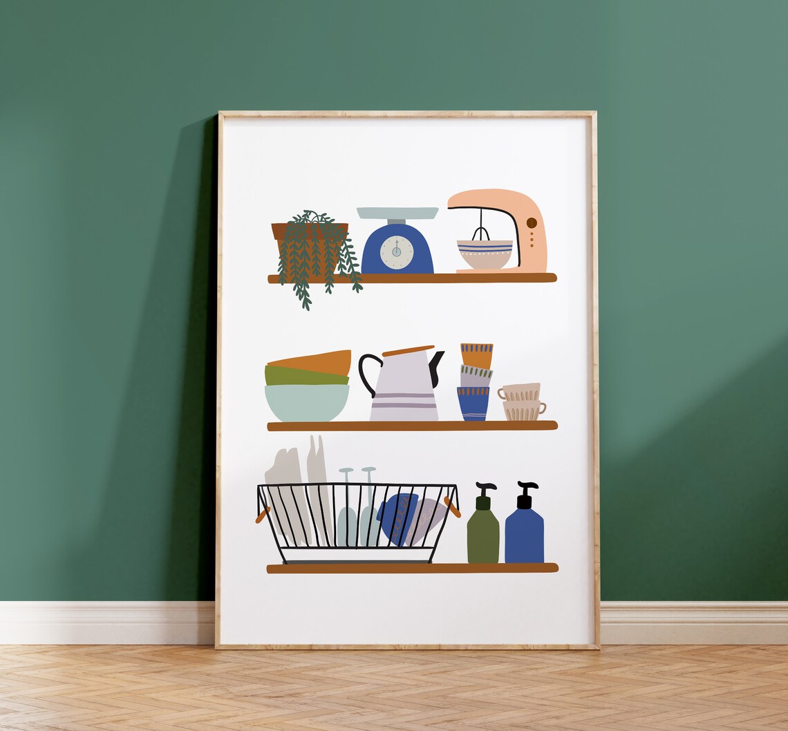 Modern Kitchen Wall Art Poster, Dining Room Decor