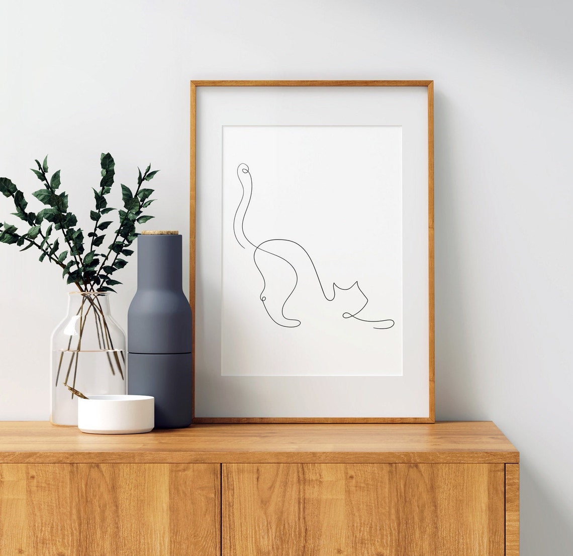 Continuous One Line Cat Drawing Minimalist Animal Line Art Print - Image 3