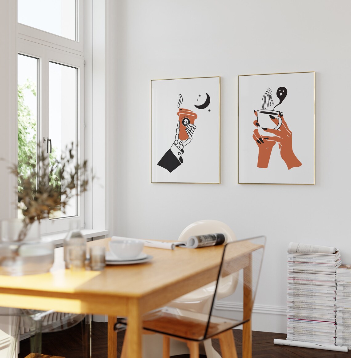 Halloween Skull Hand Coffee Kitchen Art Print - Image 3