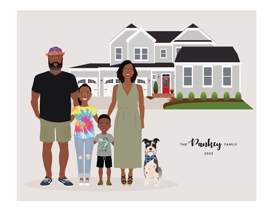 Family Portrait Illustration, Add A Child