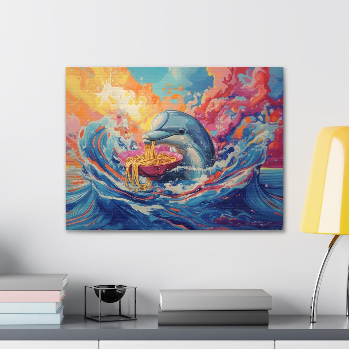 Maximalist Eclectic Ramen Dolphin Print Bold Altered Animal Portrait Fantasy Fun Colorful Renaissance Rustic Art - Image 2