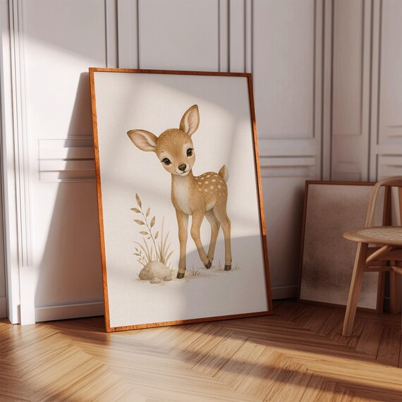 Baby Deer Nursery Wall Art Fawn Room Decor Animal Poster Print