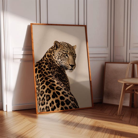 Leopard Wall Art Printable Neutral Beige Animal Print Modern Luxury Home Decor