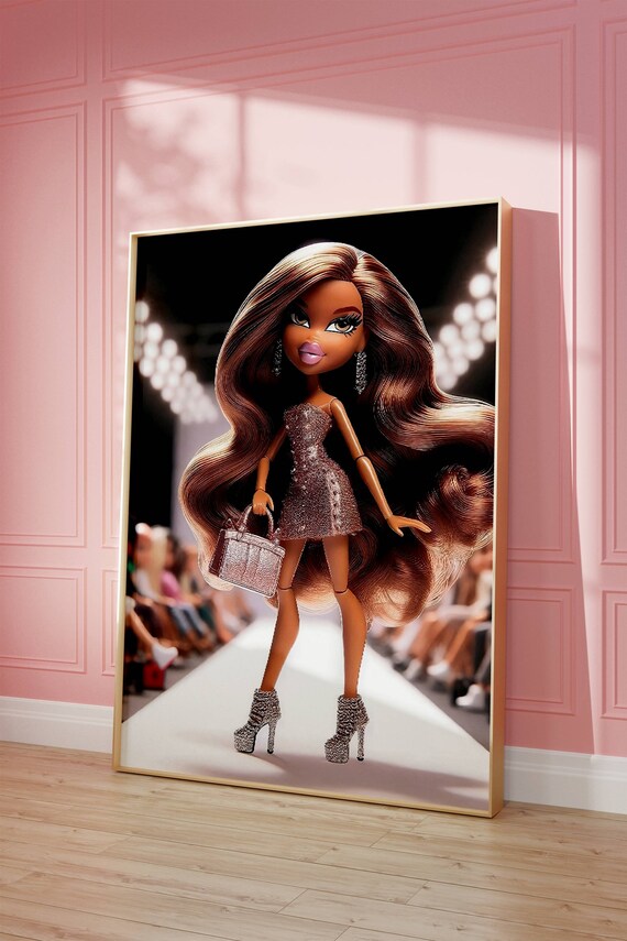 Fashion Doll Runway Model Glitter Dress High Heels Pop Culture Art Poster
