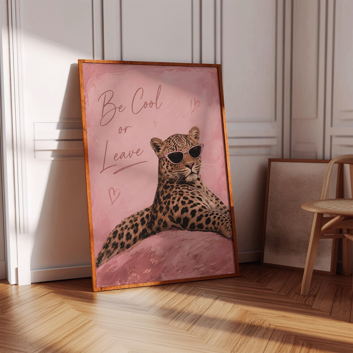 Leopard Wall Art, Pink Maximalist Poster Print