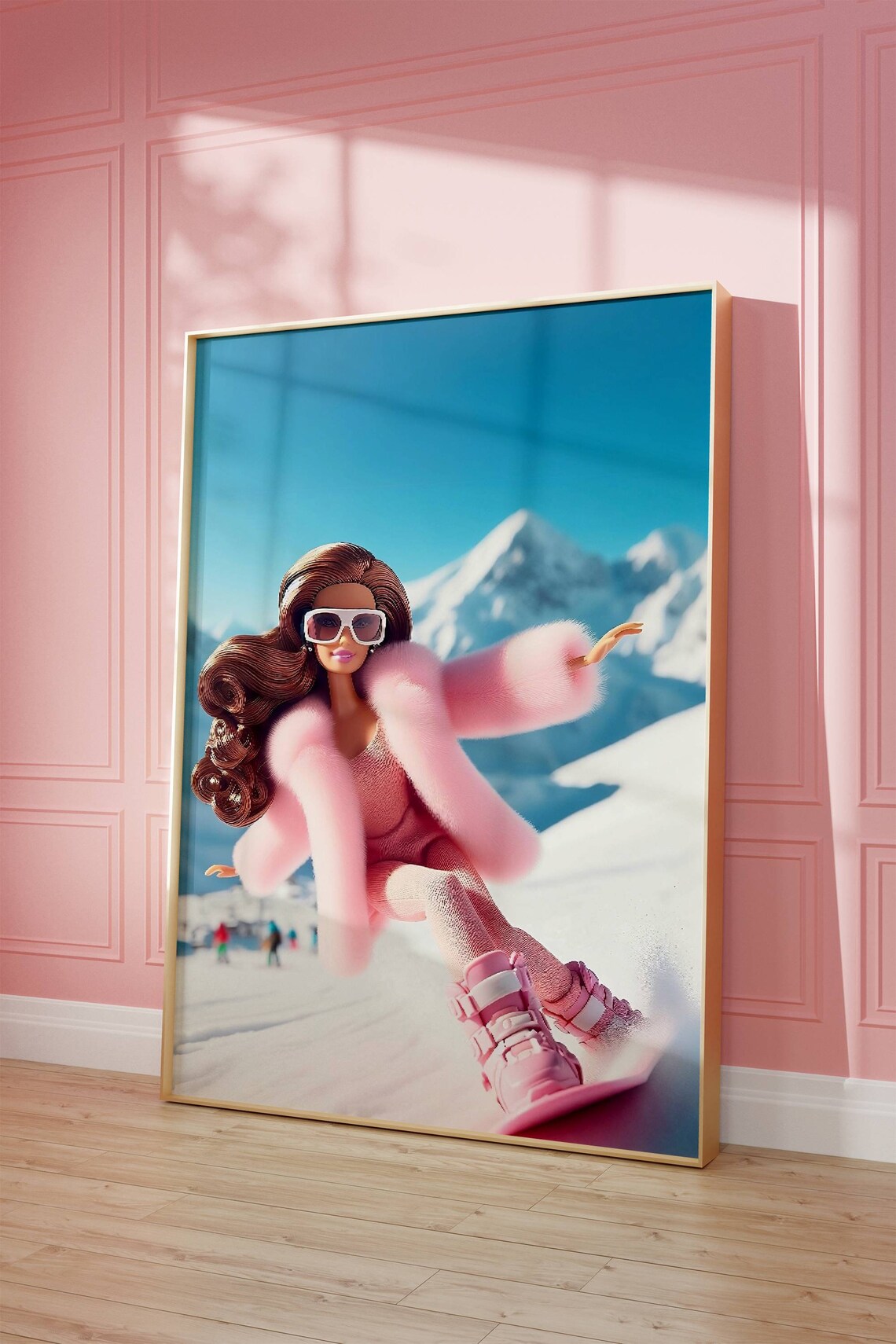 Snowboarding Fashion Doll, Retro Winter Sports Poster
