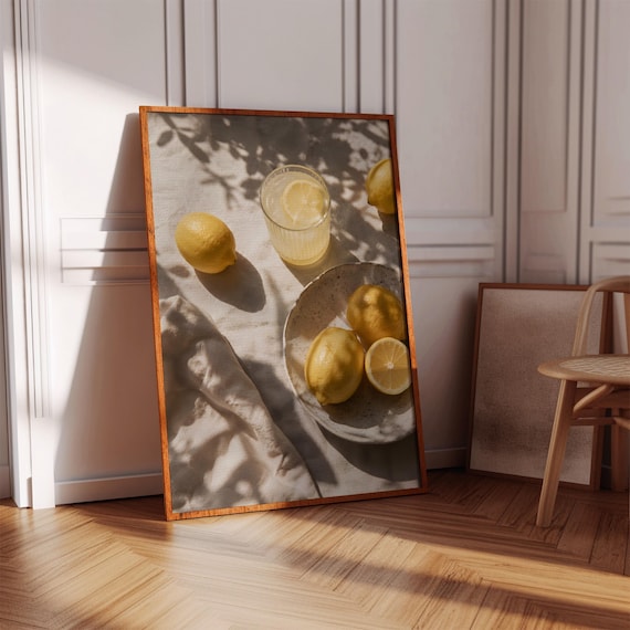 Lemon Lemonade Still Life Poster Sunlit Kitchen Mediterranean Citrus Art