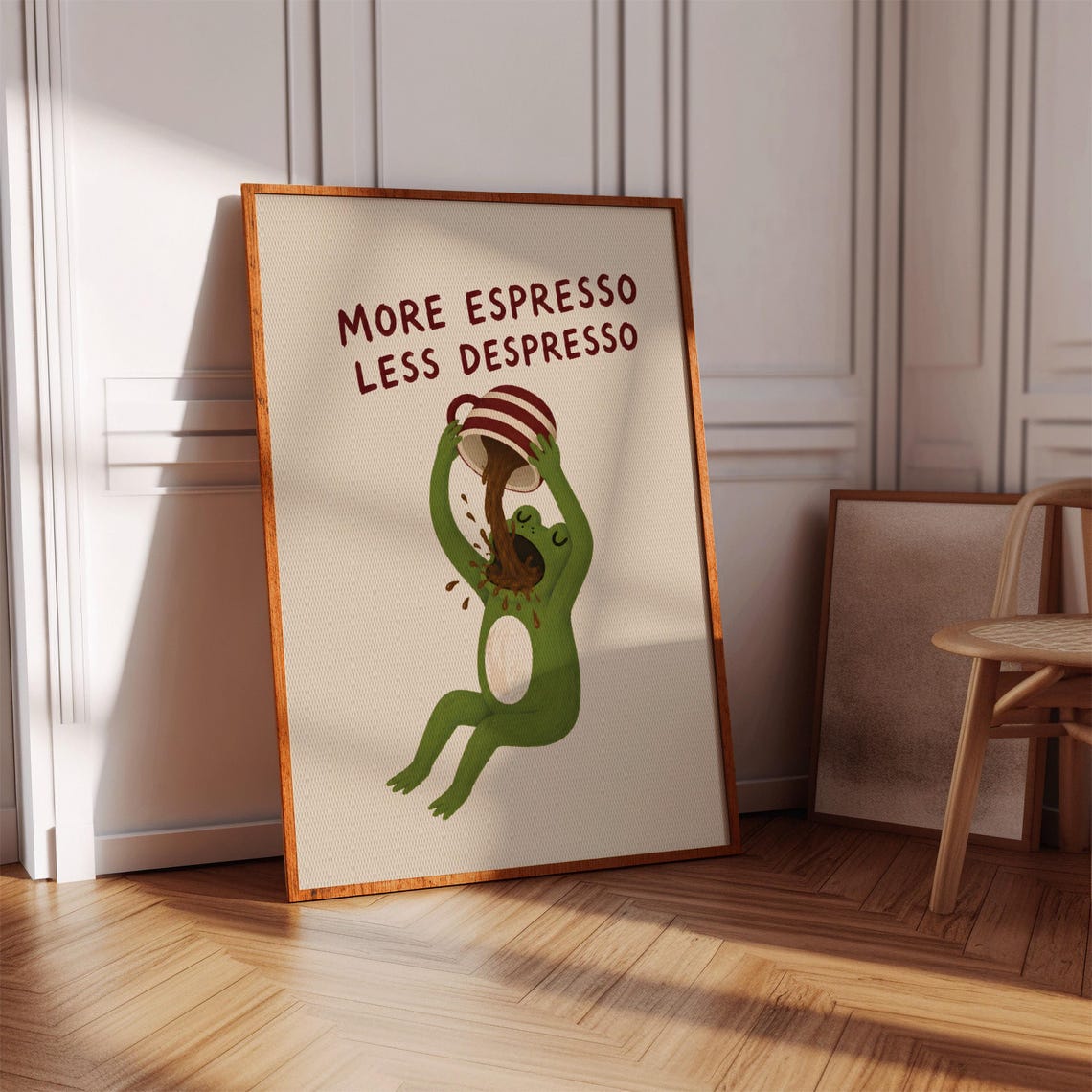 Funny Frog Poster More Espresso Less Despresso Coffee Kitchen Decor