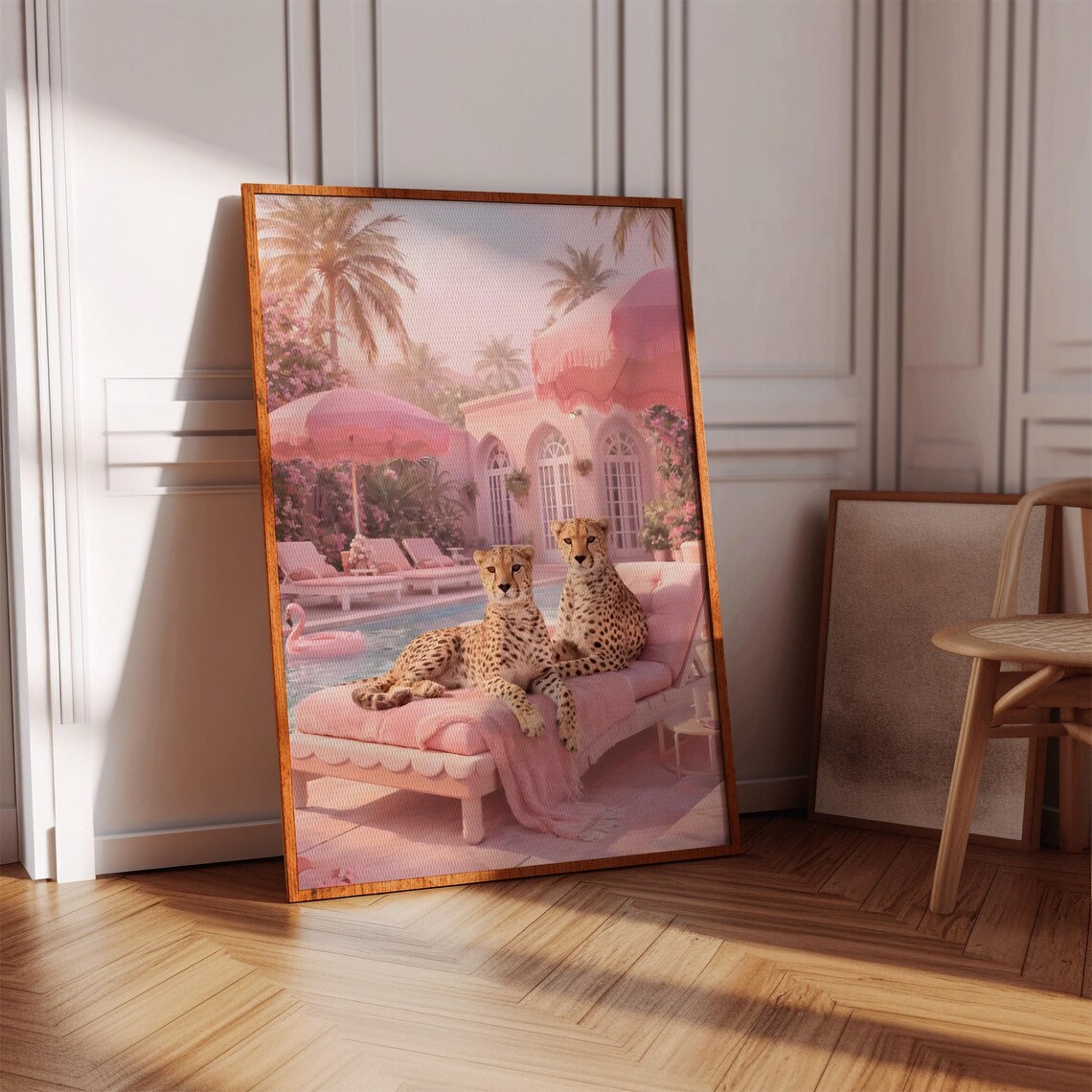 Cheetah Poolside Poster Print, Palm Villa Glam