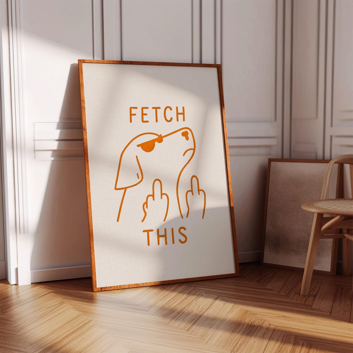 Fetch This Rude Dog Sunglasses Line Art Funny Pet Humor Poster